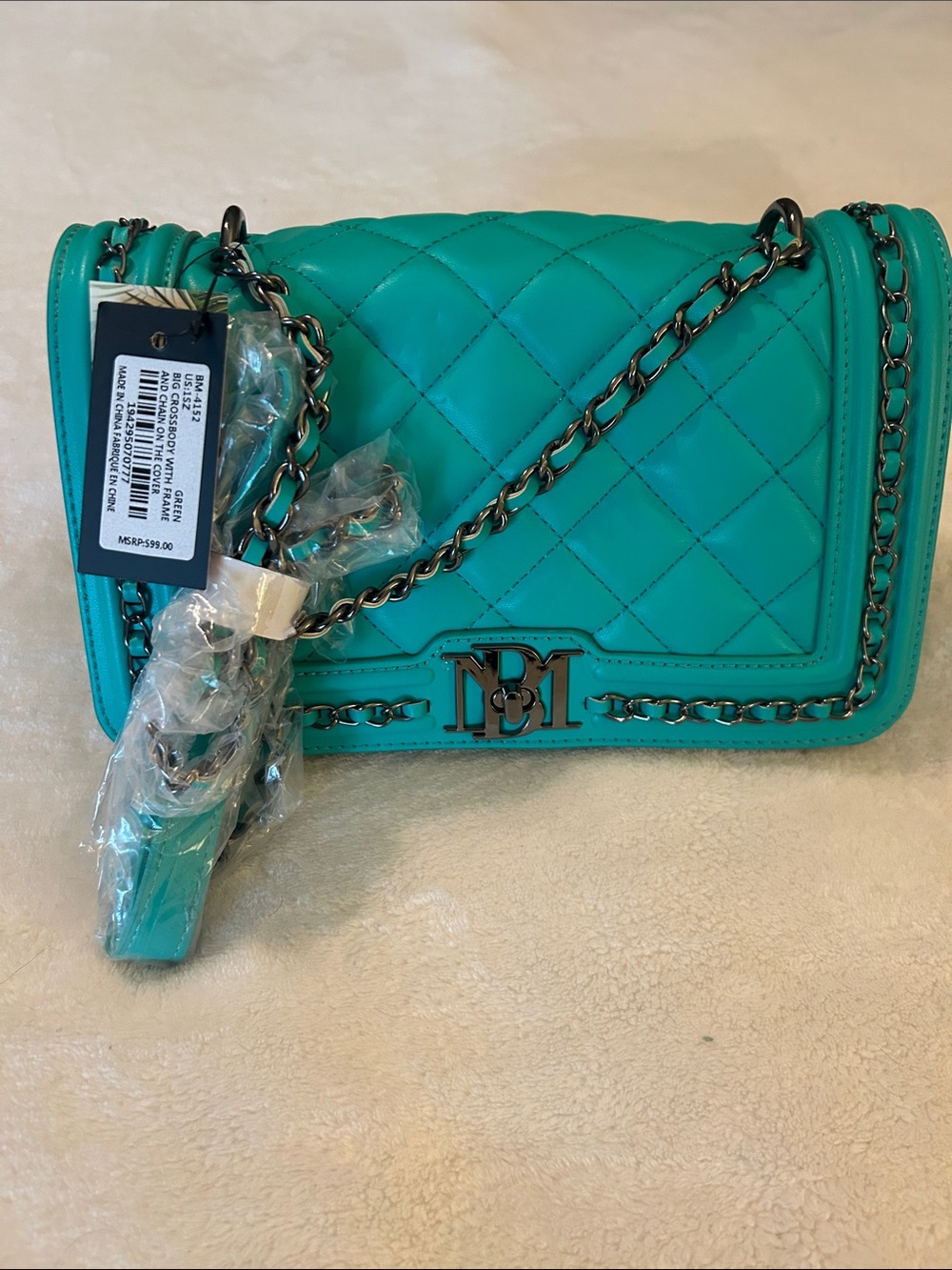 Badgley Mischka Teal Shoulder Bag with kiss lock